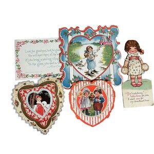 Lot 5 Antique Valentine Cards Ernest Nister Whitney Postcard Ephemera 1907‎ 1918